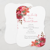 Bruidsdouche Uitnodiging roze bloemenontwerp (Voorkant / Achterkant)