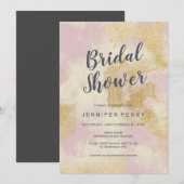 Bruidsdouche uitnodiging - Roze gouden glitter (Voorkant / Achterkant)