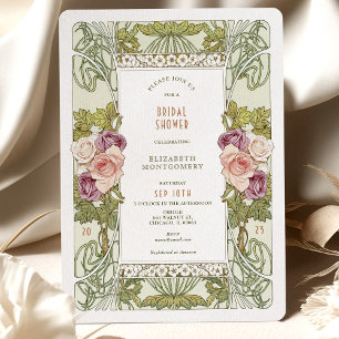  bruidsdouche uitnodigingen Art Nouveau Roos