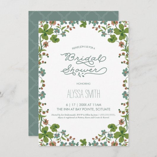  bruidsdoucheuitnodiging - tuin, bloemen kaart (Voorkant / Achterkant)