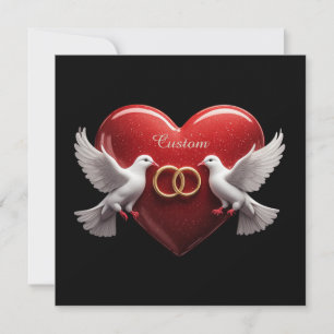 Bruidsduiven Hart Romantisch Jubileum Cadeau Bedankkaart