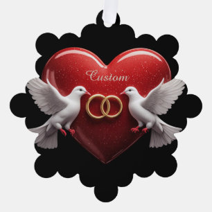 Bruidsduiven Hart Romantisch Jubileum Cadeau Ornament Kaart