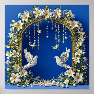 Bruidsduiven Romantische Lucht Vogels 💍🕊️☁️✨ Poster