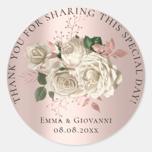 Bruidsfeest 16e Dank Bloem Wit IvoorKrans Ronde Sticker