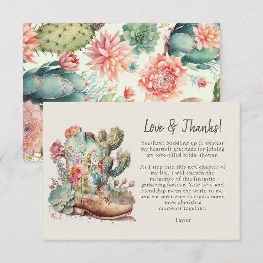 Bruidsfeest Bedankt Kaart met Laarzen en Bruisende (Voorkant / Achterkant)