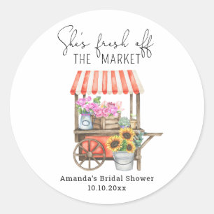 Bruidsfeest Bloemen Kar Ronde Sticker
