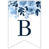 Bruidsfeest bloemenschrift Navyblauw Aquarel Vlaggetjes (Tweede vlag)
