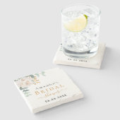 Bruidsfeest bloemige eucalyptus groen elegant stenen onderzetter (Zijkant)