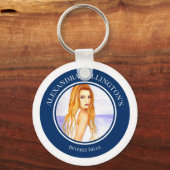 Bruidsfeest Blond Haar Meisje op het Strand Cirkel Sleutelhanger (Voorkant)