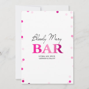 Bruidsfeest Bloody Mary Bar Bord Roze Confetti Kaart