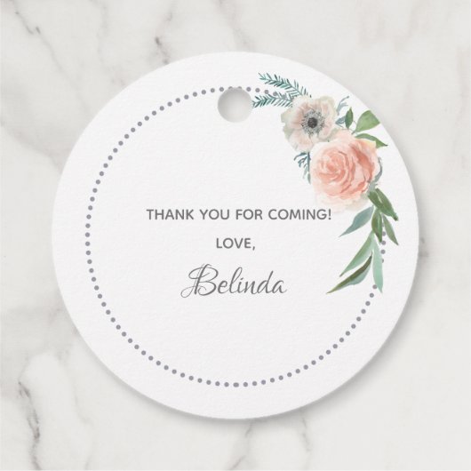 Bruidsfeest blozende roze bloemen bedankt bedankjes labels (Achterkant)