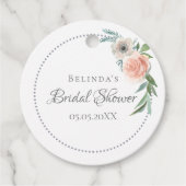 Bruidsfeest blozende roze bloemen bedankt bedankjes labels (Voorkant)