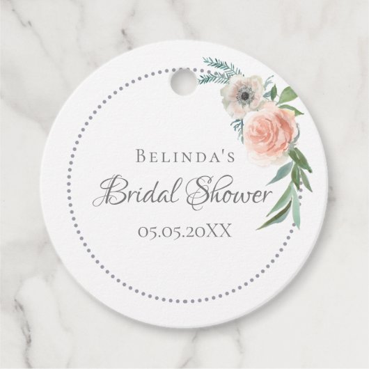 Bruidsfeest blozende roze bloemen bedankt bedankjes labels (Voorkant)