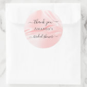 Bruidsfeest blozende roze zijde satijn naam dank j ronde sticker (Tas)