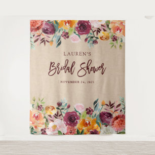 Bruidsfeest Bourgondische Bloemen Foto Achtergro Wandkleed
