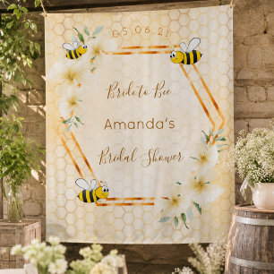Bruidsfeest bruid die bruidstaart bijenkorf hommel wandkleed