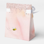 Bruidsfeest bruid roze bij glitters bloem bedankdoosjes (Achterkant)