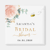 Bruidsfeest bruidsshower roze bloemen eucalyptus g magneet (Voorkant)