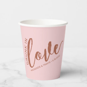 Bruidsfeest Bruiloft Verliefd Roze Papieren Bekers