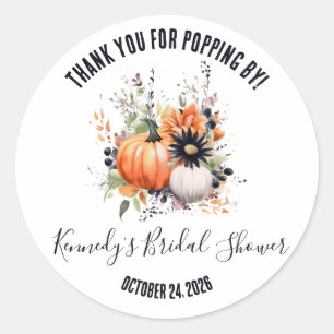 Bruidsfeest cadeau bloemboeket pompoen ronde sticker