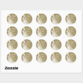 Bruidsfeest cadeau gouden en witte kant jurk ronde sticker (Vel)