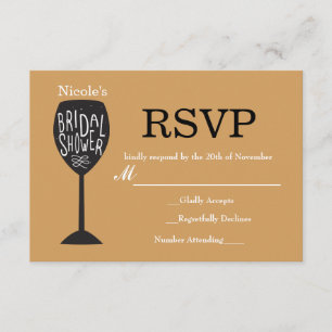 Bruidsfeest cadeau Wijnglas WILLEKEURIGE KLEUR RSV RSVP Kaartje