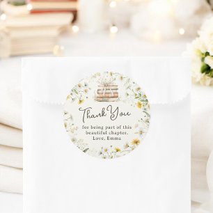 Bruidsfeest Dank Je Favor met Landelijke Bloemen Ronde Sticker