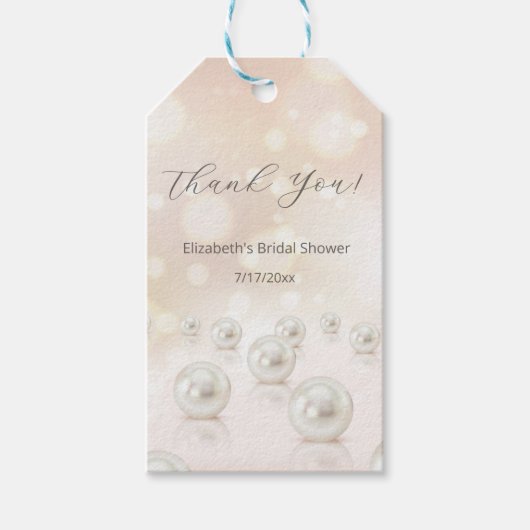 Bruidsfeest Dank Je Wel met Parels Cadeaulabel (Voorkant)