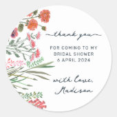 Bruidsfeest Dank Je Wildbloem Ronde Sticker (Voorkant)