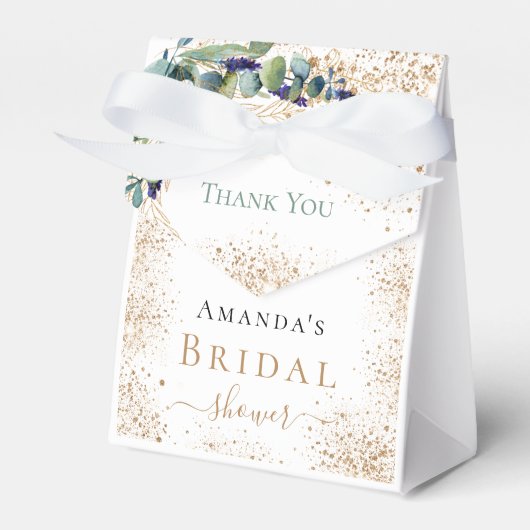 Bruidsfeest eucalyptus glitters bedankt bedankdoosjes (Voorkant Zijde)