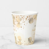 Bruidsfeest eucalyptus gouden glitters naam papieren bekers (Rechts)
