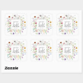 Bruidsfeest Favor met Wilde Bloemen Vierkante Sticker (Vel)
