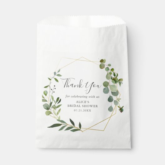 Bruidsfeest Favor Zak met Botanisch Groen Bedankzakje (Voorkant)