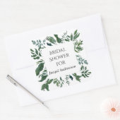 Bruidsfeest Favorzegel Smaragd Bosblad Vierkante Sticker (Envelop)