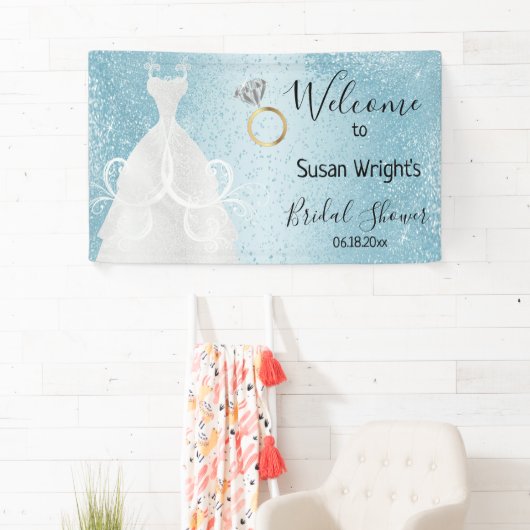 Bruidsfeest in babyblauw spandoek (Insitu)