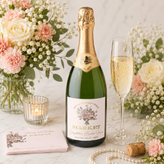 Bruidsfeest in Italiaanse stijl met deze Bruid kom Sparkling Wijnetiket