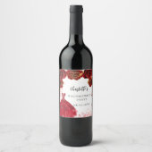 Bruidsfeest jurk rood witte bloemen wijn etiket (Voorkant)