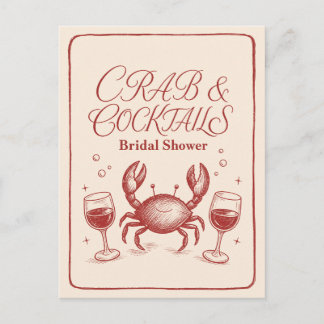 Bruidsfeest Krabcocktails Kustfeest Schattig Briefkaart