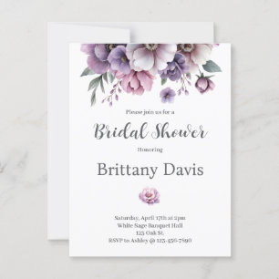 Bruidsfeest Lavendel Waterverf Bloemen Briefkaart