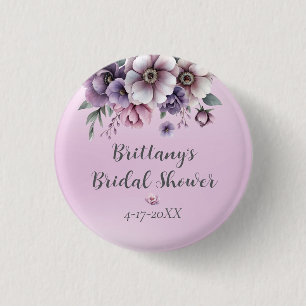 Bruidsfeest Lavendel Waterverf Bloemen Ronde Button 3,2 Cm
