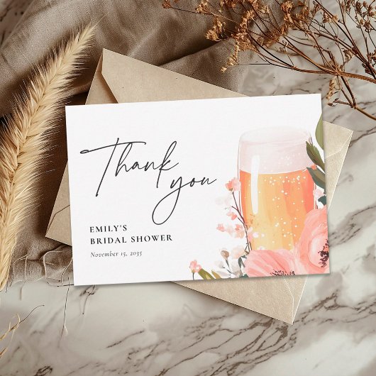 Bruidsfeest met een bierliefde bedankkaart