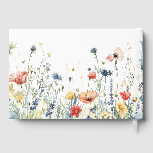 Bruidsfeest met kleurrijke wilde bloemen gastenboek (Achterkant)