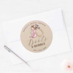 Bruidsfeest met Laarzen en Bruisend Vrolijk Ronde Sticker