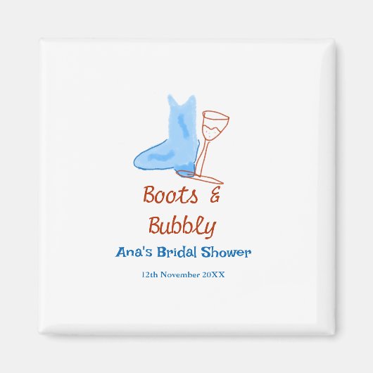 Bruidsfeest met laarzen en bubbels champagnefles b magneet (Voorkant)