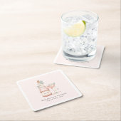 Bruidsfeest met Rozenblaadjes & Prosecco Jubileumf Vierkante Kartonnen Onderzetter (Insitu)