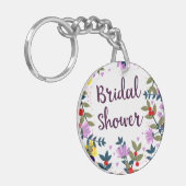 Bruidsfeest met vintage bloemen sleutelhanger (Voorkant Links)