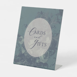 Bruidsfeest met vintage elegante rustieke turquois reclamebord met voetstuk