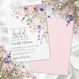 Bruidsfeest met wilde bloemen boeketten kaart