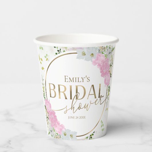 Bruidsfeest met wilde bloemen papieren bekers (Achterkant)