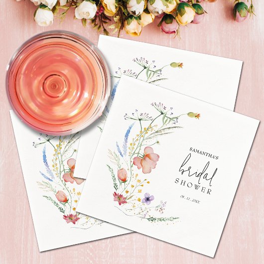 Bruidsfeest met wilde bloemen servet